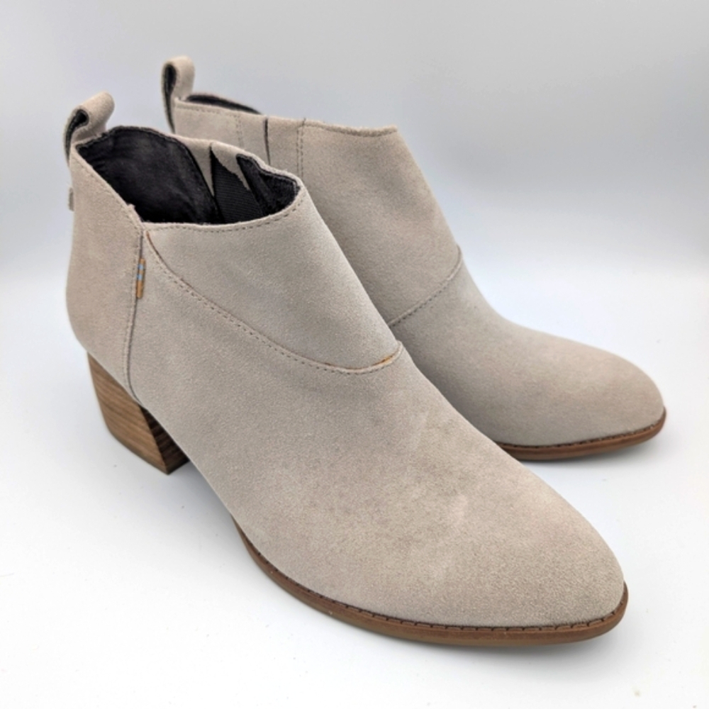 Toms Leilani Light Gray Ankle Booties with Stacked Heels